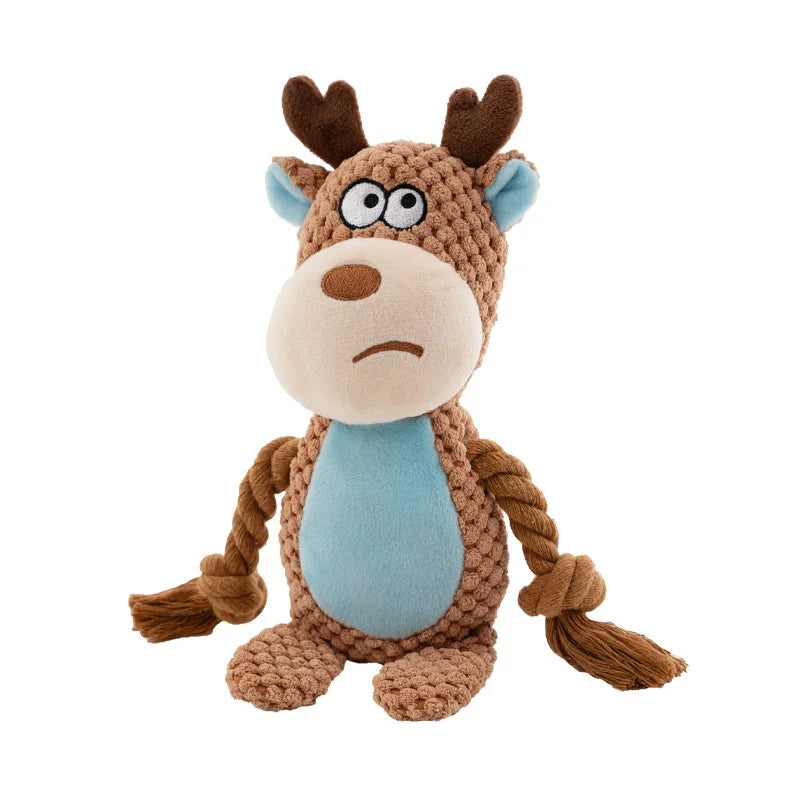 Stuffed Raw Small Dog Plush Interactive Chewing Toy Indestructible Bite Resistant Sound Puppy Squeaky Dogs Rattle for Pet Toys