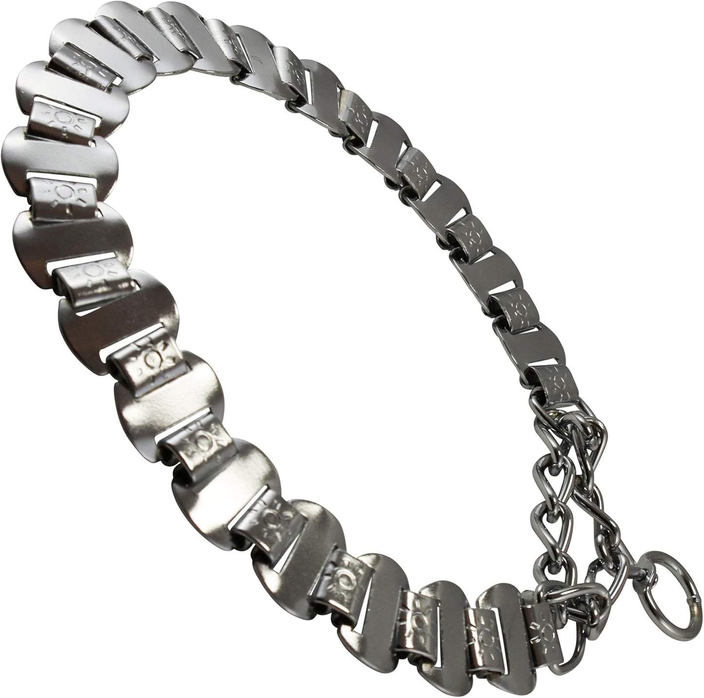 Metal Plates Martingale Dog Collar 3Mm Link Chrome (14.5"-16.5")