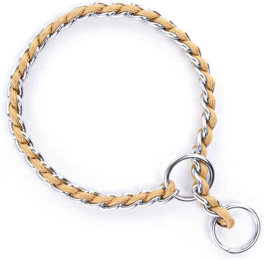 Stainless Steel Heavy Duty Metal Dog Collar, Adjustable and Durable Pet Collar for Small Dogs, Ideal for Walking and Training (Gold, 3MM*13-15 Inches)