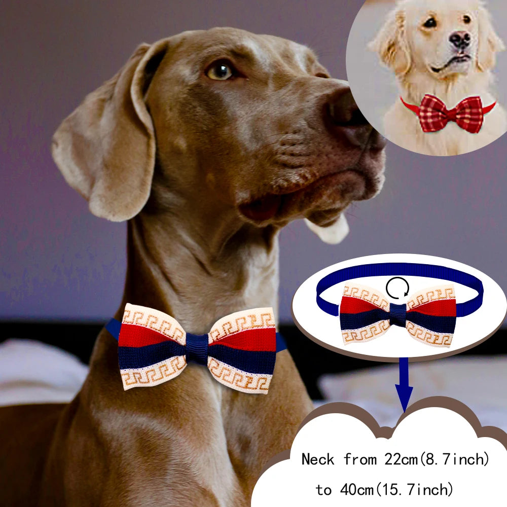 Dog Bow Tie Plaid Print Adjustable Pets Collar for Dogs Pet Accessories Pet Dog Bowtie Pet Supplies Dog Grooming Accessories