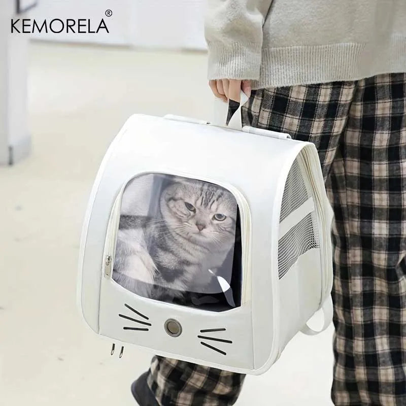 1Pcs Pet Carrier Backpack Large Cat Backpack Transparent Breathable Portable Bag Backpack Cat and Dog Supplies