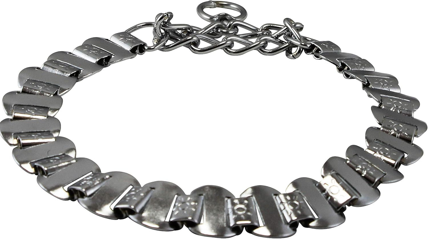 Metal Plates Martingale Dog Collar 3Mm Link Chrome (14.5"-16.5")