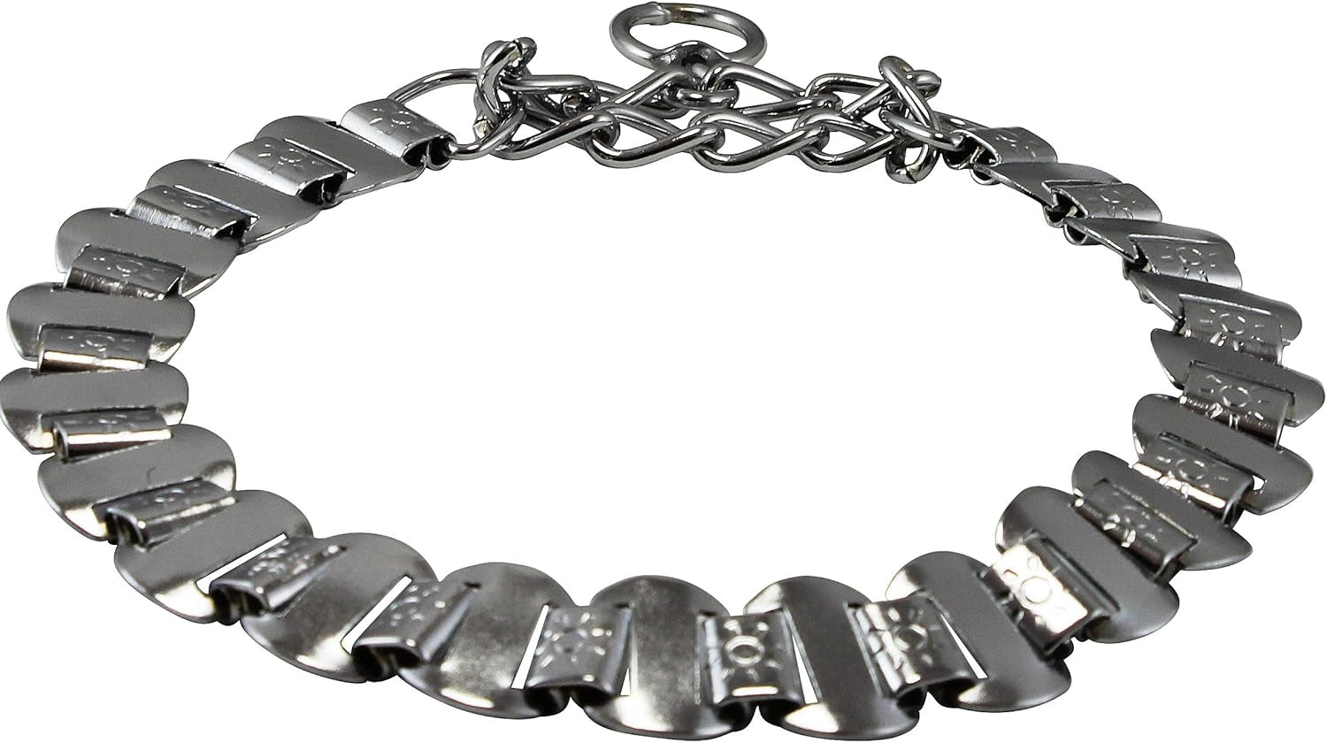 Metal Plates Martingale Dog Collar 3Mm Link Chrome (14.5"-16.5")