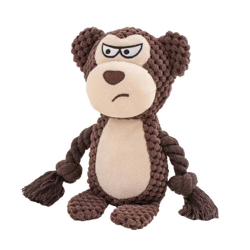 Stuffed Raw Small Dog Plush Interactive Chewing Toy Indestructible Bite Resistant Sound Puppy Squeaky Dogs Rattle for Pet Toys