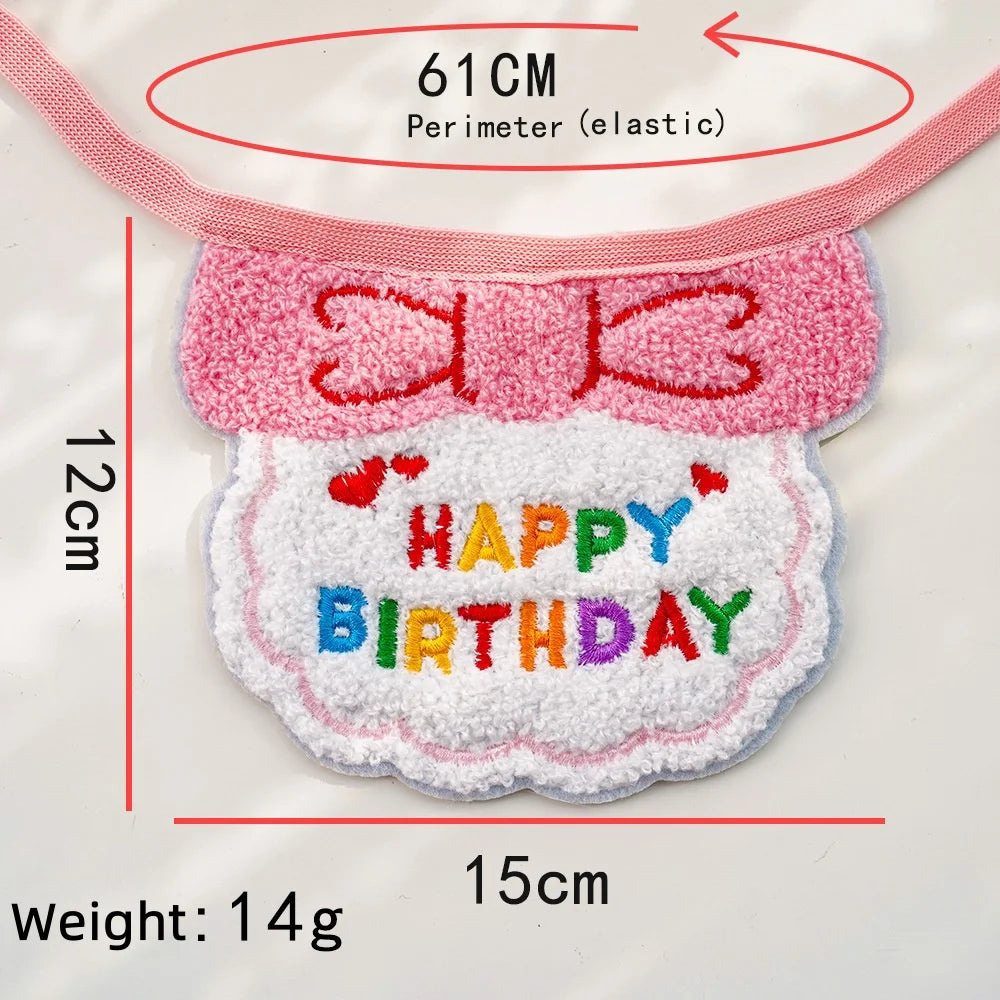 2024 Pet Birthday Hat Scarf Set Adjustable, Cat/Dog Birthday Supplies Mini Pet Saliva Towel Cat/Dog Supplies