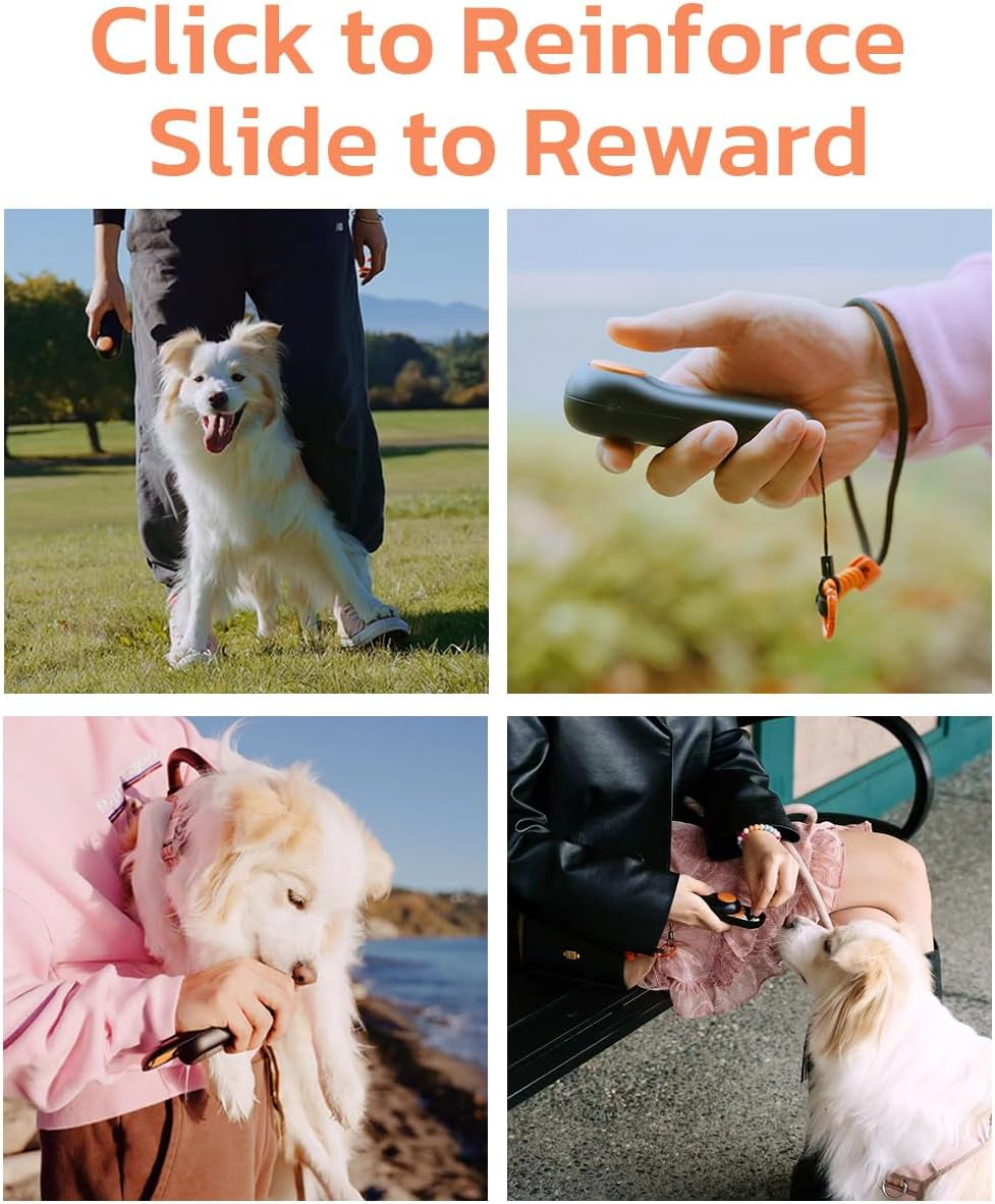 Clicker Dog Trainer & Dog Treat Pouch Alternative, Puppy Essentials Dual Use 2 in 1 Dog Clicker for Training - Durable, Light (2.36 Oz), Easy to Clean & Handle, Innovative Design, Black