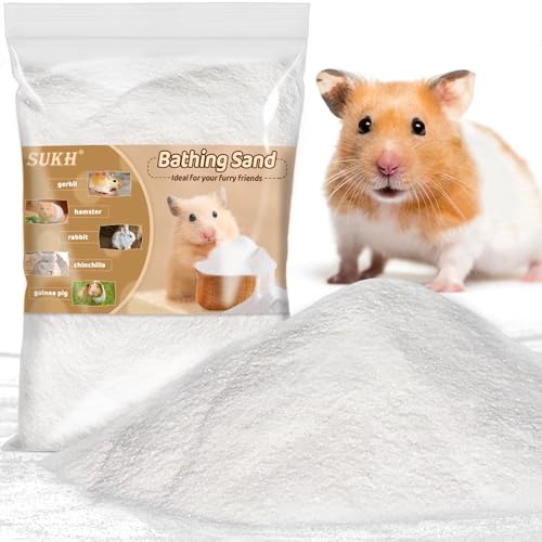 Sukh 14 OZ Hamster Sand Bath - Whit Fine Sand Hamster Bedding Reptile Silica Sand Gerbil Hideout for Hamster Chinchillas Gerbil Syrian Mice Small Animals Small Pets|B0BV6CH2RJ
