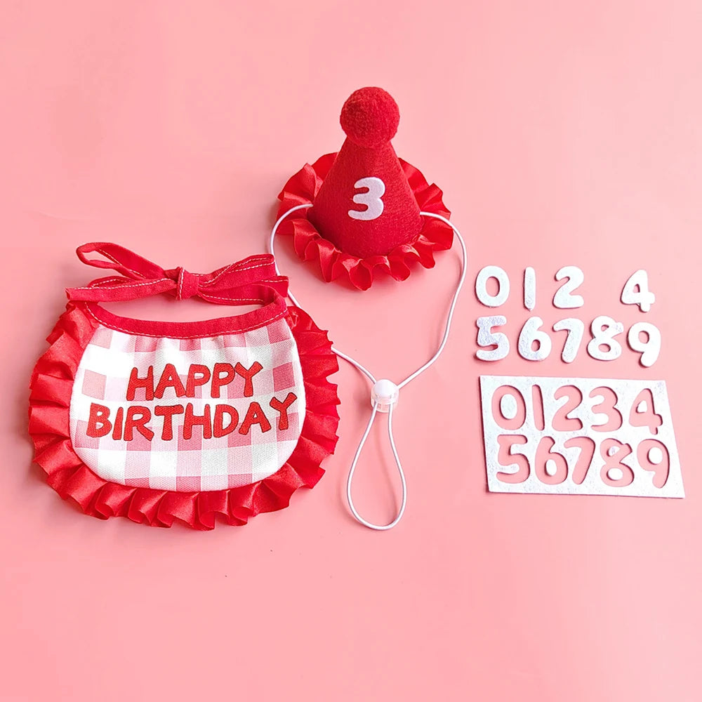 Pet Party Decoration Set Dog Birthday Triangle Scarf Hat Bow Tie Dog Birthday Decoration Supplies Dog Supplies