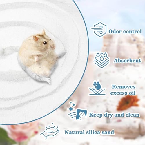 Sukh 14 OZ Hamster Sand Bath - Whit Fine Sand Hamster Bedding Reptile Silica Sand Gerbil Hideout for Hamster Chinchillas Gerbil Syrian Mice Small Animals Small Pets|B0BV6CH2RJ
