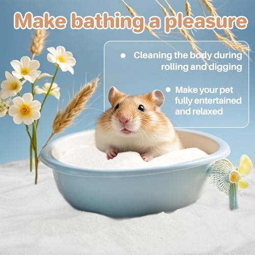 Sukh 14 OZ Hamster Sand Bath - Whit Fine Sand Hamster Bedding Reptile Silica Sand Gerbil Hideout for Hamster Chinchillas Gerbil Syrian Mice Small Animals Small Pets|B0BV6CH2RJ