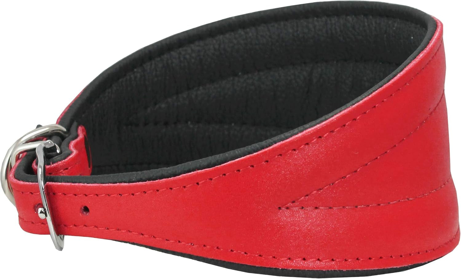 Real Leather Extra Wide Padded Tapered Dog Collar (16.75"-20" Neck; 3" Wide, Red)