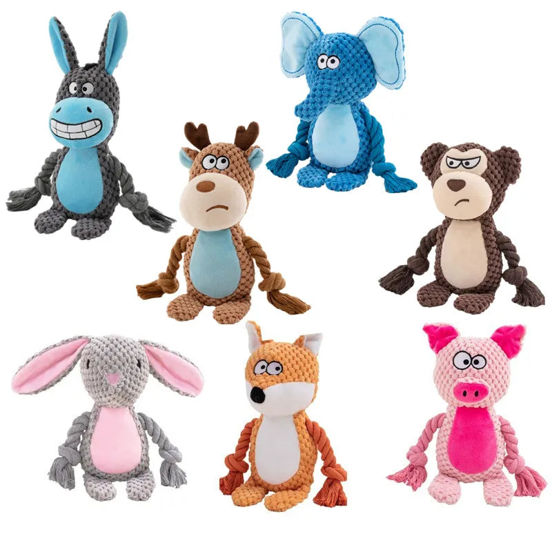 Stuffed Raw Small Dog Plush Interactive Chewing Toy Indestructible Bite Resistant Sound Puppy Squeaky Dogs Rattle for Pet Toys