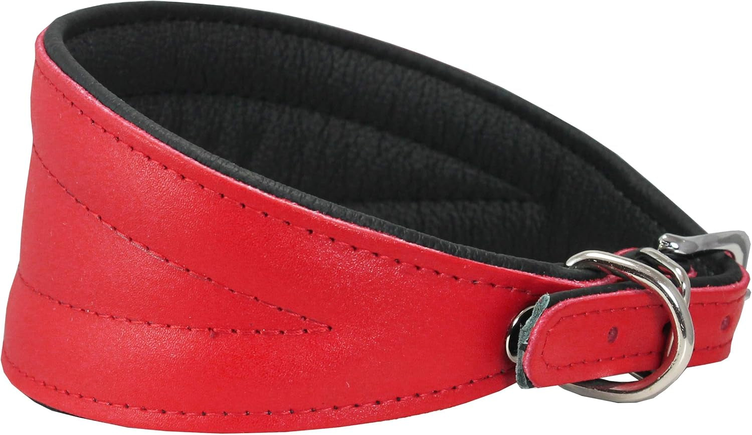 Real Leather Extra Wide Padded Tapered Dog Collar (16.75"-20" Neck; 3" Wide, Red)