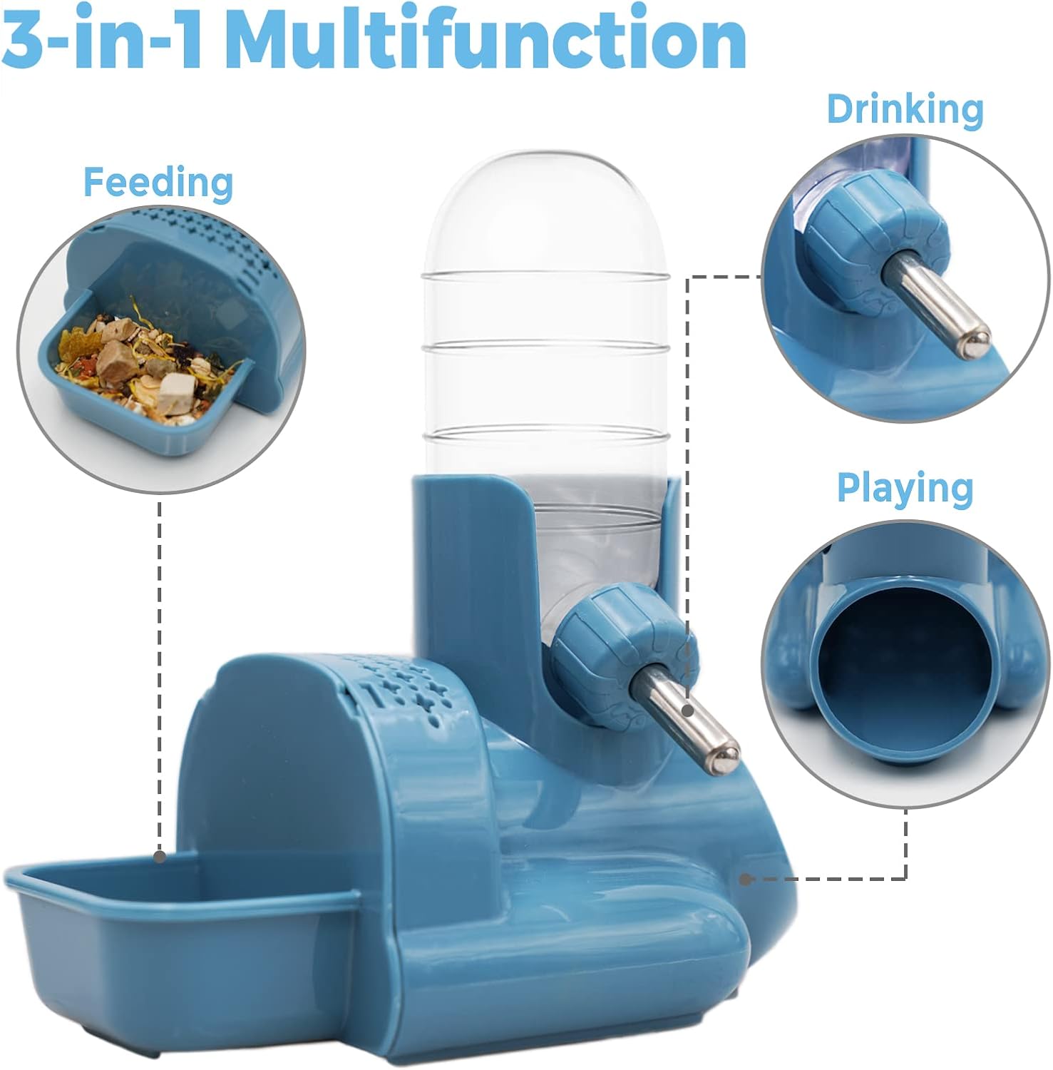 3 in 1 Hamster Water Bottle No Drip Small Animal Water Bottle 