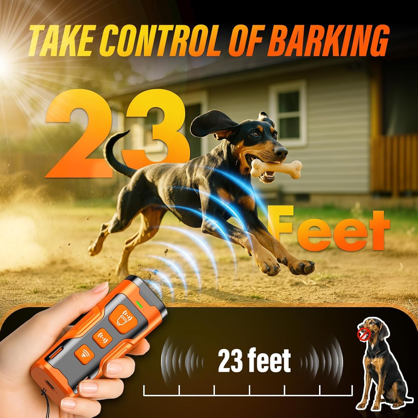 Anti Bark dog training tool, humane, emits a frequency that stops bad behavior