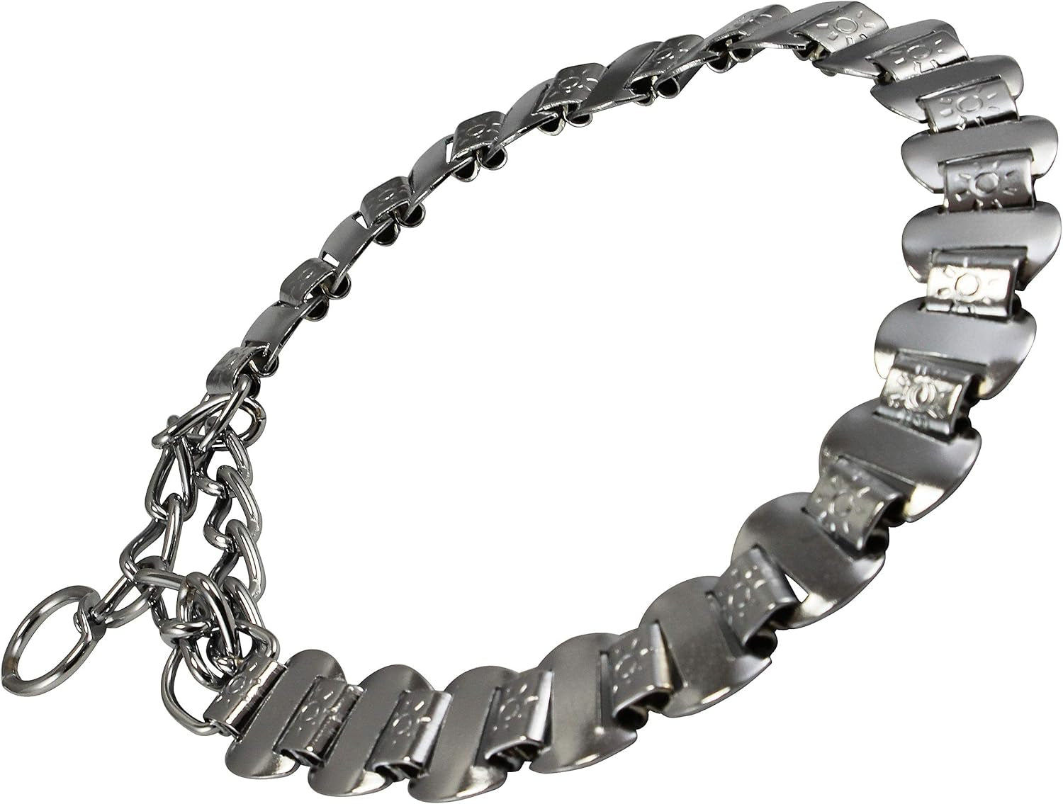 Metal Plates Martingale Dog Collar 3Mm Link Chrome (14.5"-16.5")