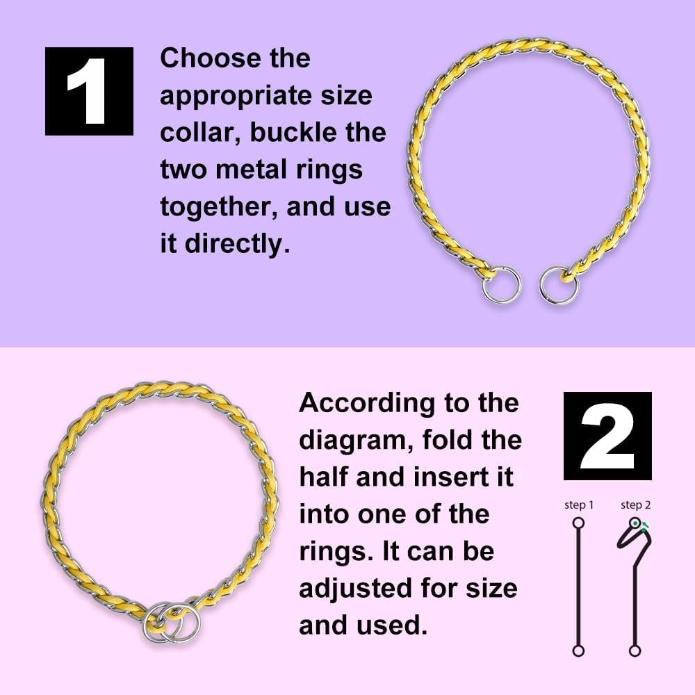 Stainless Steel Heavy Duty Metal Dog Collar, Adjustable and Durable Pet Collar for Small Dogs, Ideal for Walking and Training (Gold, 3MM*13-15 Inches)