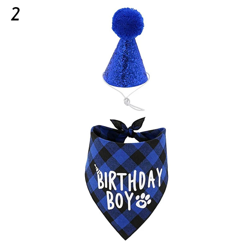 Pet Party Decoration Set Dog Birthday Triangle Scarf Hat Bow Tie Dog Birthday Decoration Supplies Dog Supplies