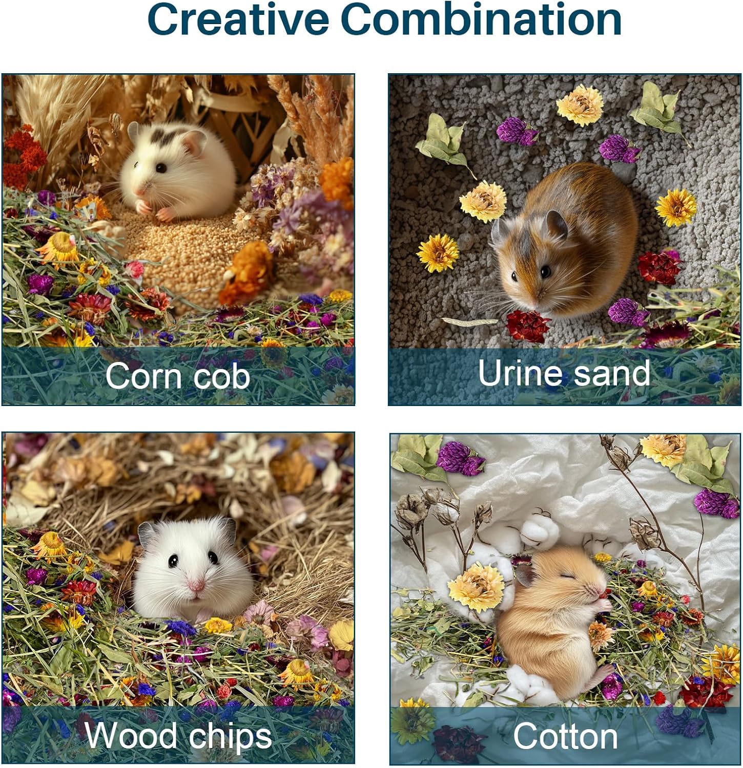 150G Hamster Bedding - Flowers & Herbs Odor Control Dwarf Gerbil 