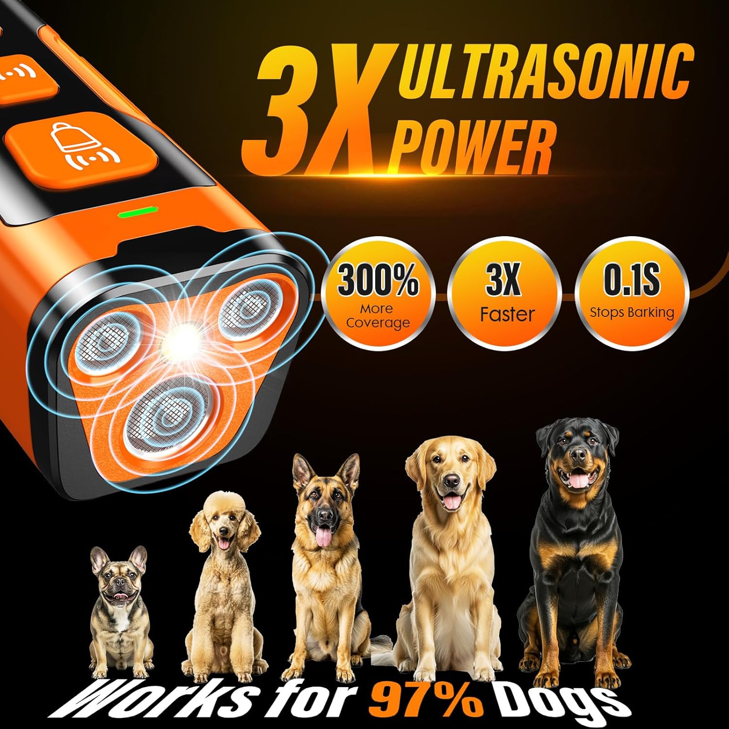 Anti Bark dog training tool, humane, emits a frequency that stops bad behavior