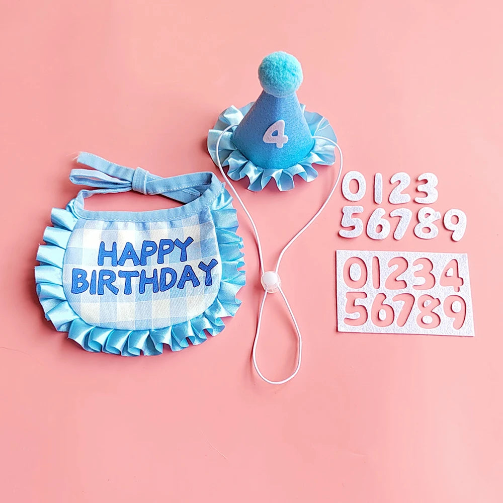 Pet Party Decoration Set Dog Birthday Triangle Scarf Hat Bow Tie Dog Birthday Decoration Supplies Dog Supplies
