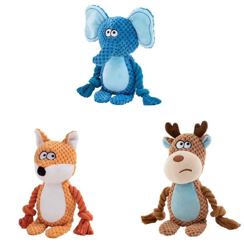 Stuffed Raw Small Dog Plush Interactive Chewing Toy Indestructible Bite Resistant Sound Puppy Squeaky Dogs Rattle for Pet Toys