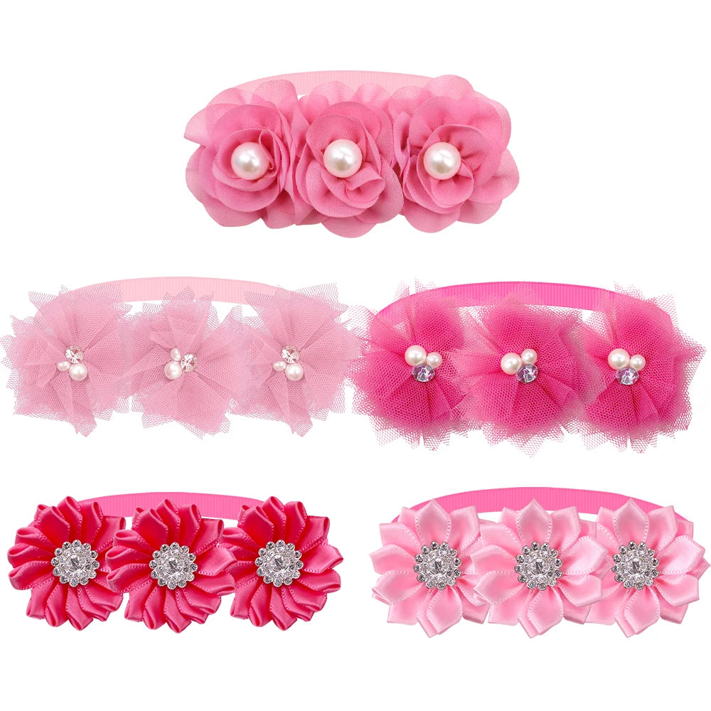 20/50Pcs Flower Dog Bowtie Valentine'S Day Dog Accessories Dog Bow Tie Pink Girl Dog Bowties Love Dog Supplies for Small Dogs