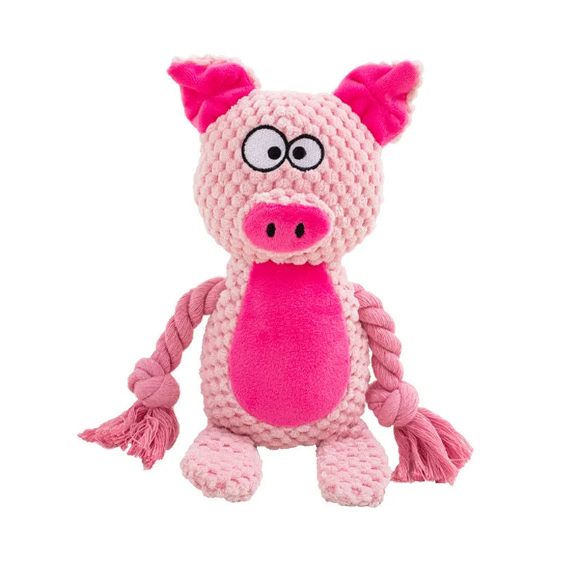 Stuffed Raw Small Dog Plush Interactive Chewing Toy Indestructible Bite Resistant Sound Puppy Squeaky Dogs Rattle for Pet Toys
