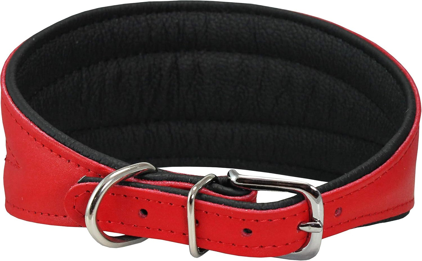 Real Leather Extra Wide Padded Tapered Dog Collar (16.75"-20" Neck; 3" Wide, Red)