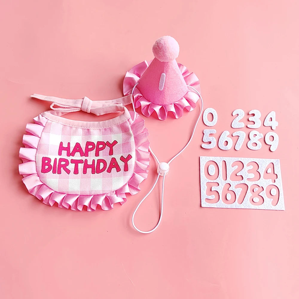 Pet Party Decoration Set Dog Birthday Triangle Scarf Hat Bow Tie Dog Birthday Decoration Supplies Dog Supplies