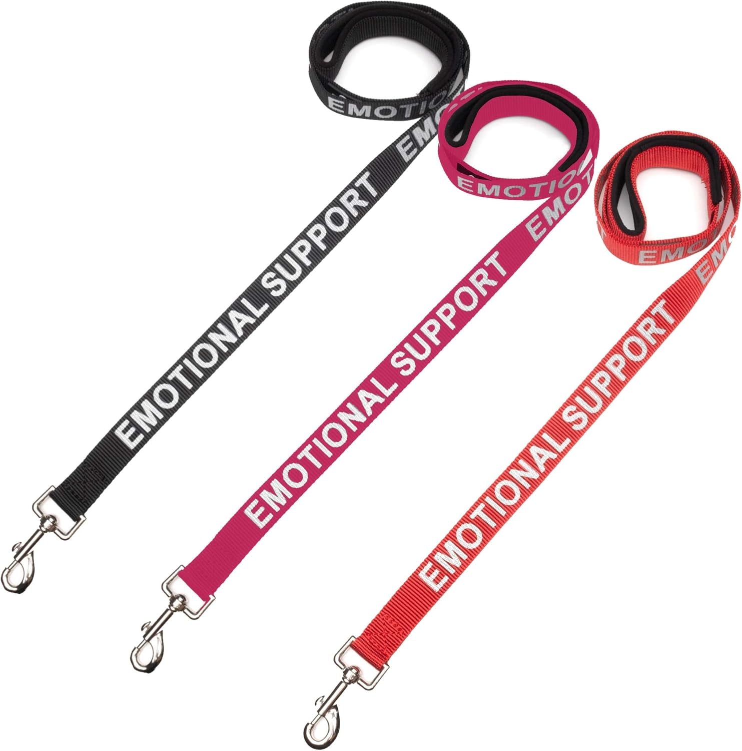 Emotional Support Dog Leash Wrap with Neoprene Handle and Reflective Emotional Support Lettering - Supplies or Accessories for ESA Dog Vest or Harness (Red, Support)